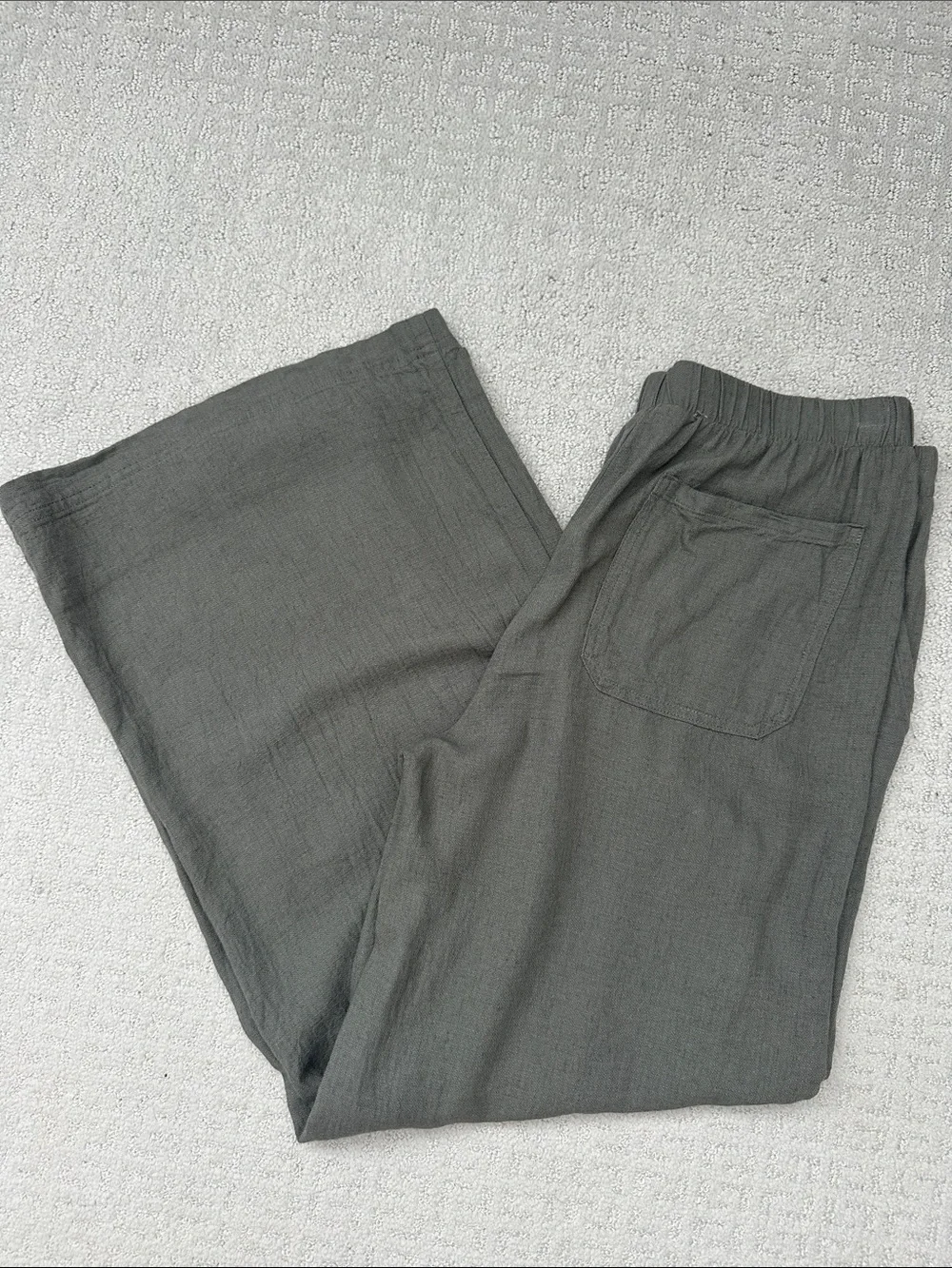 Splendid linen wide-leg pants in olive green elastic waist
